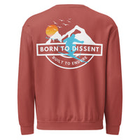 Born to Dissent Ski Graphic Sweatshirt – Activist Streetwear for Rebels, Unisex garment-dyed fleece crewneck sweatshirt