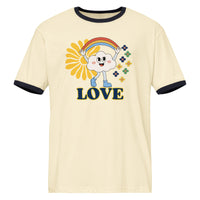 Retro Rainbow LOVE Graphic | Pride Shirt | Aesthetic Streetwear Tee | Unisex Ringer T-Shirt
