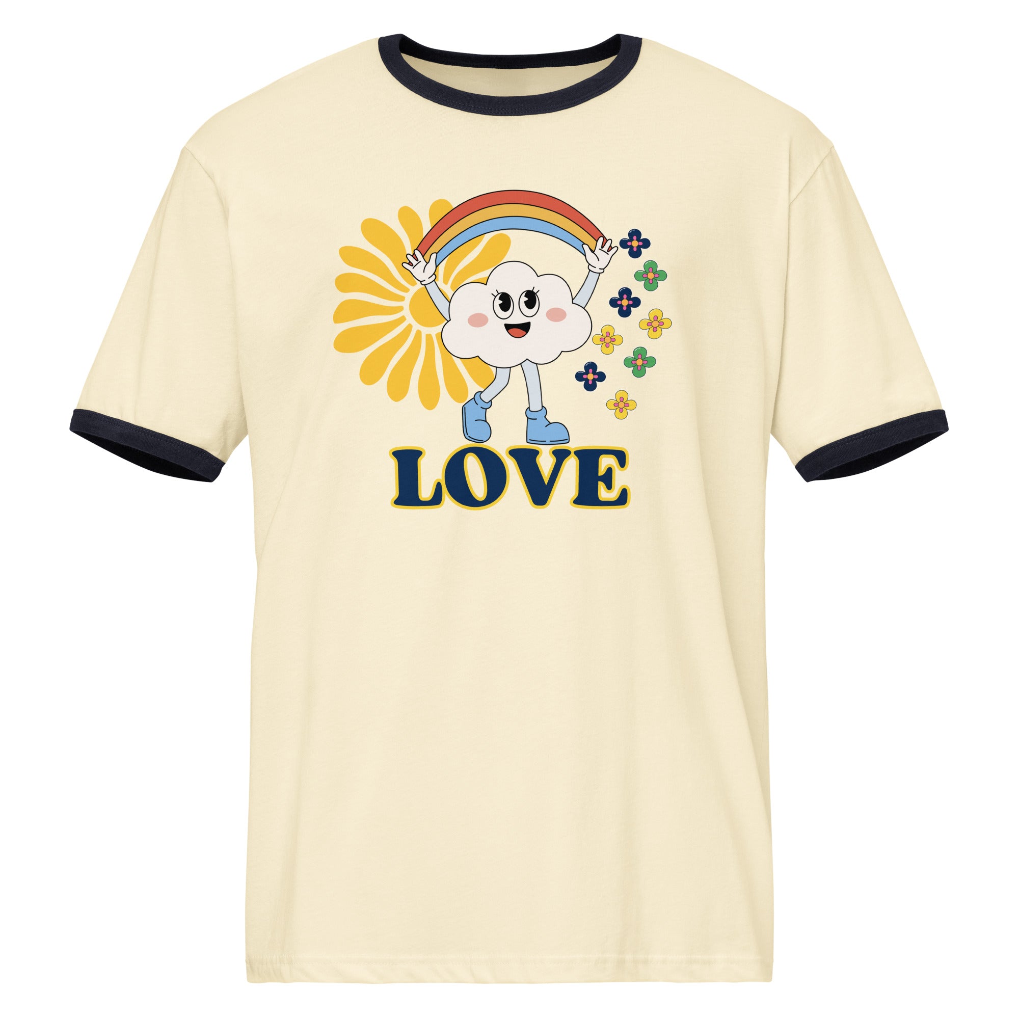 Retro Rainbow LOVE Graphic | Pride Shirt | Aesthetic Streetwear Tee | Unisex Ringer T-Shirt